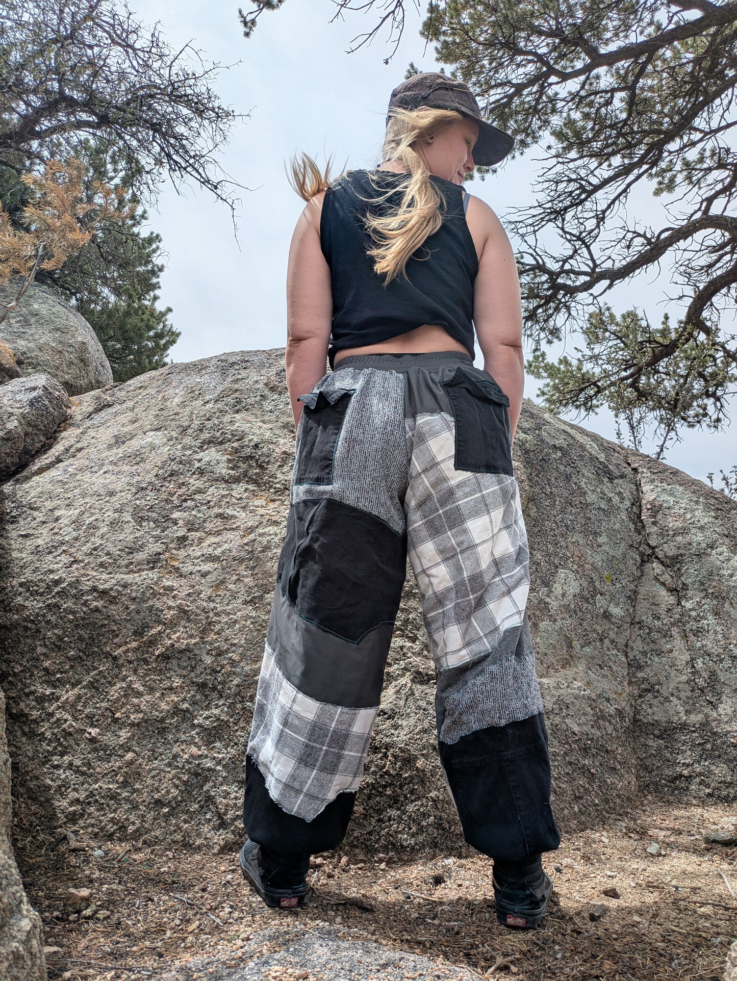 Grey Scale Patwork Pants