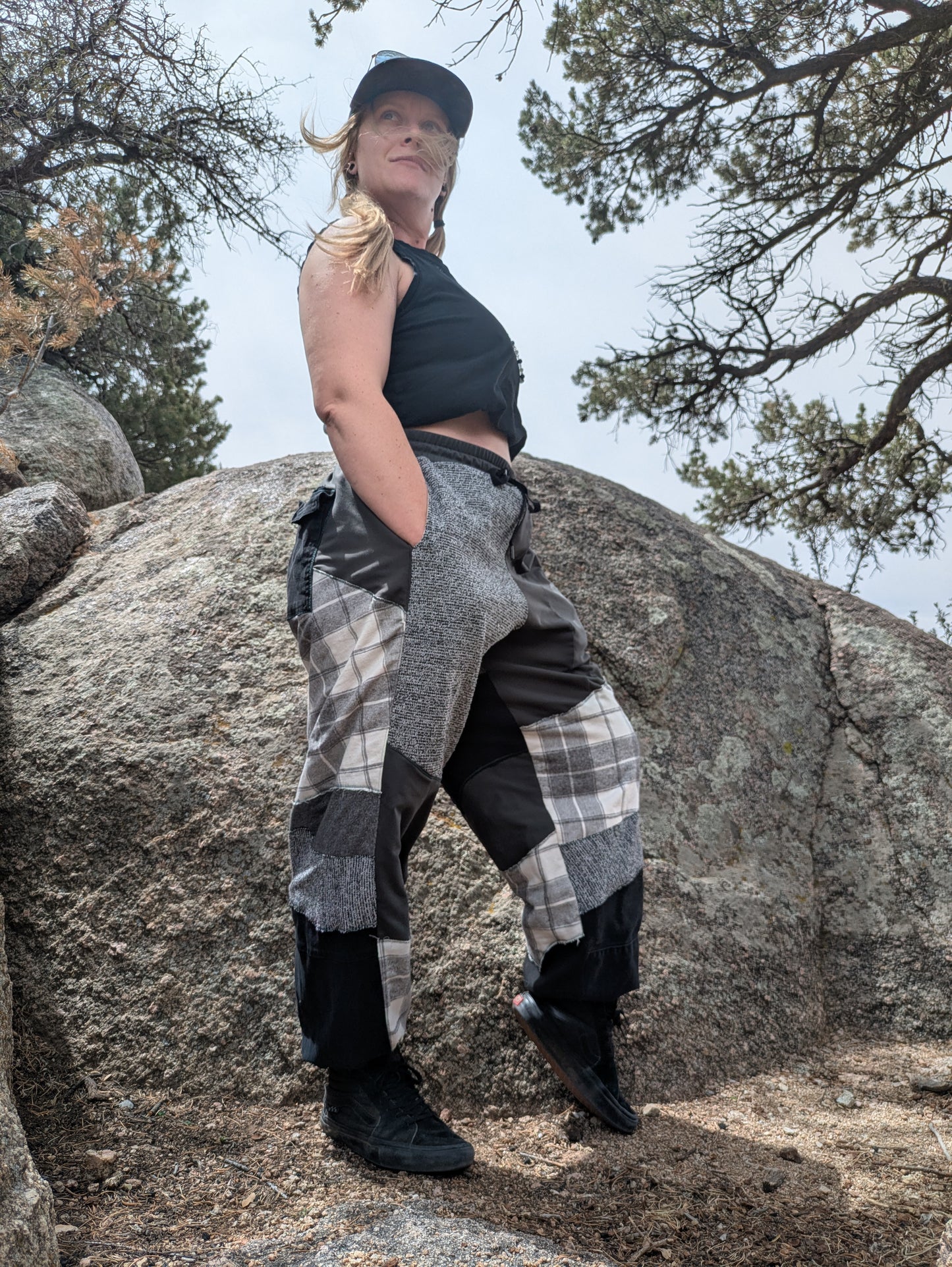 Grey Scale Patwork Pants