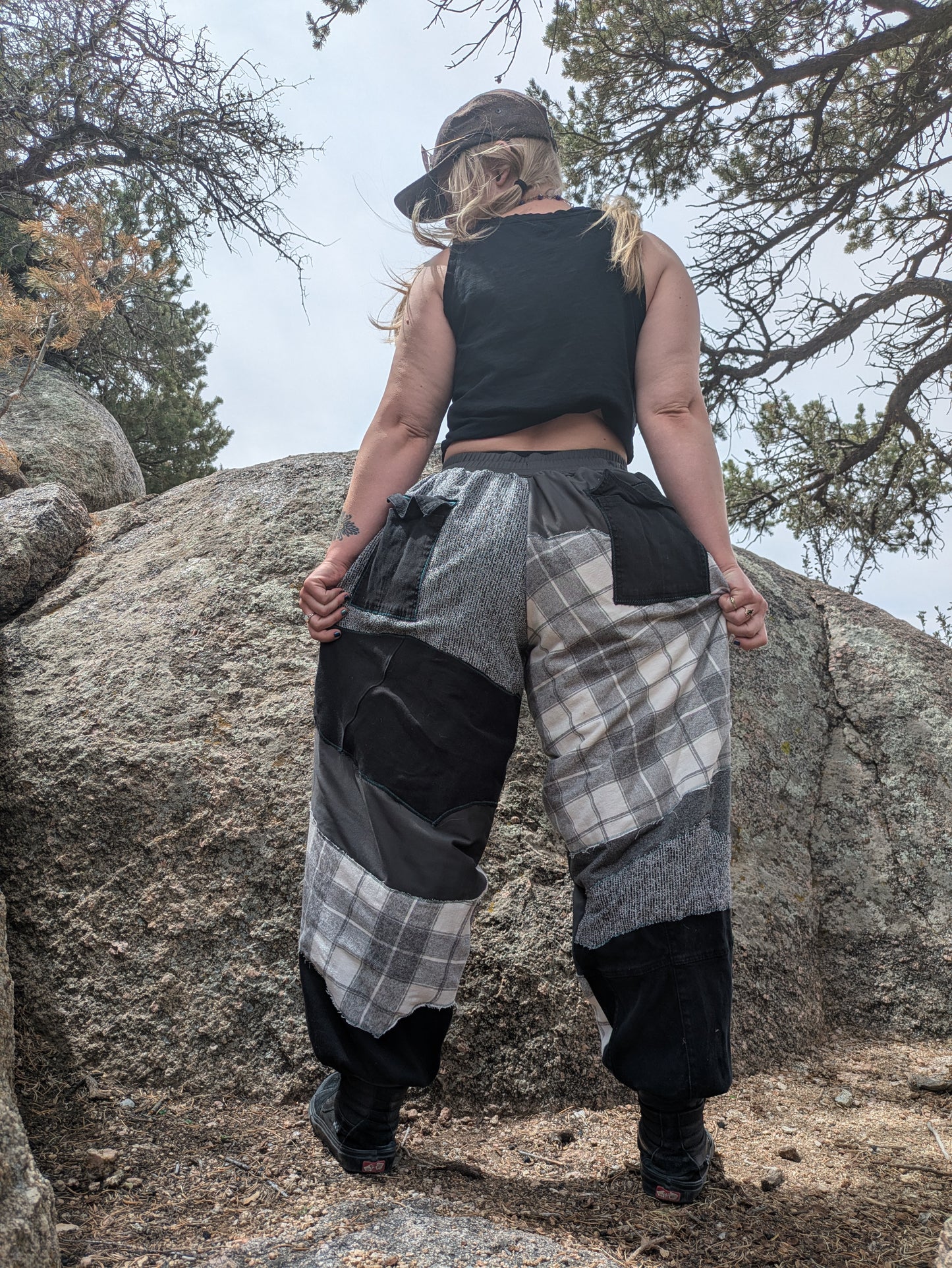 Grey Scale Patwork Pants